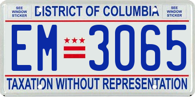 DC license plate EM3065