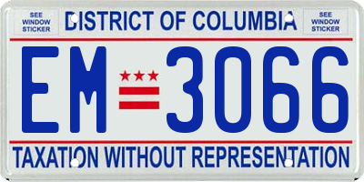 DC license plate EM3066