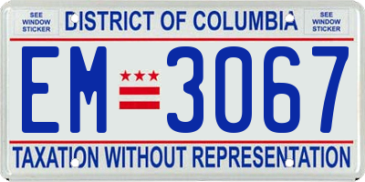 DC license plate EM3067