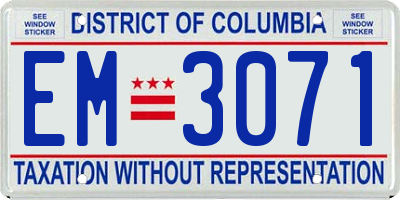 DC license plate EM3071