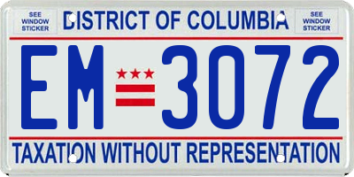 DC license plate EM3072