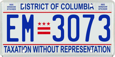 DC license plate EM3073