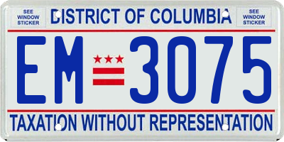 DC license plate EM3075