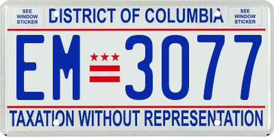 DC license plate EM3077