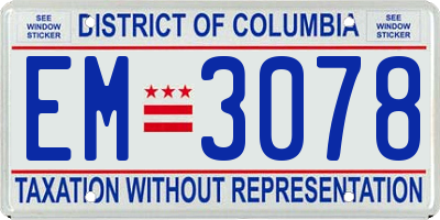 DC license plate EM3078