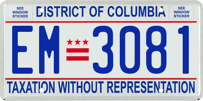 DC license plate EM3081