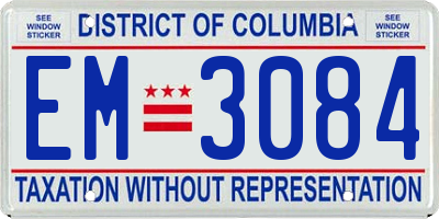 DC license plate EM3084