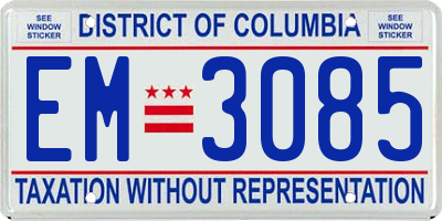 DC license plate EM3085