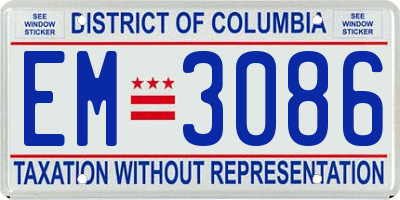 DC license plate EM3086