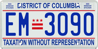 DC license plate EM3090