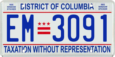 DC license plate EM3091