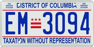 DC license plate EM3094