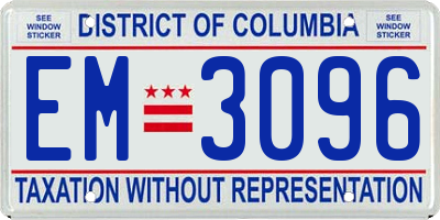 DC license plate EM3096