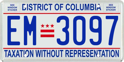 DC license plate EM3097