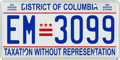 DC license plate EM3099