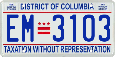DC license plate EM3103