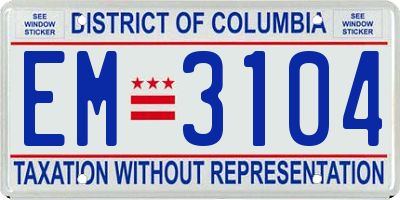 DC license plate EM3104