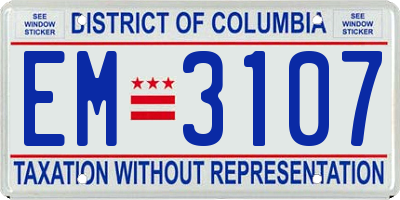 DC license plate EM3107