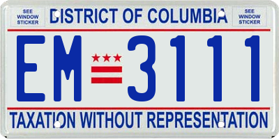 DC license plate EM3111