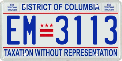 DC license plate EM3113