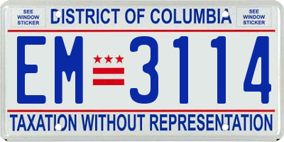 DC license plate EM3114