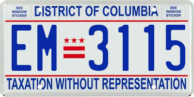 DC license plate EM3115