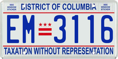 DC license plate EM3116