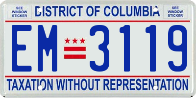 DC license plate EM3119