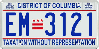 DC license plate EM3121