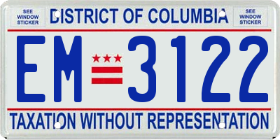 DC license plate EM3122