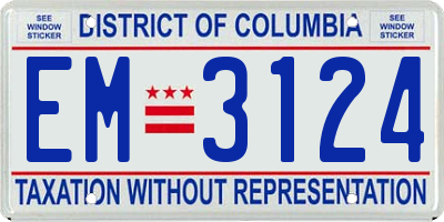 DC license plate EM3124