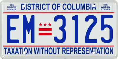 DC license plate EM3125