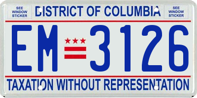 DC license plate EM3126