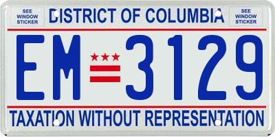 DC license plate EM3129