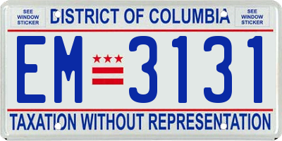 DC license plate EM3131
