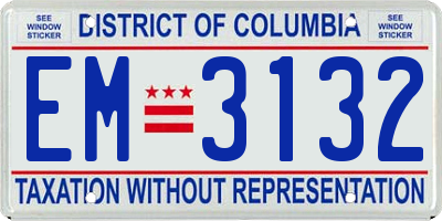 DC license plate EM3132