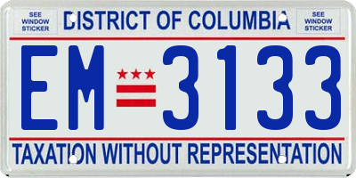 DC license plate EM3133