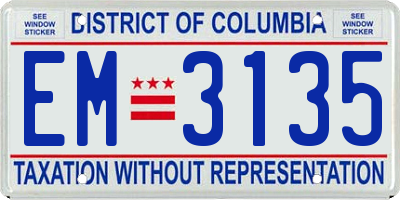 DC license plate EM3135