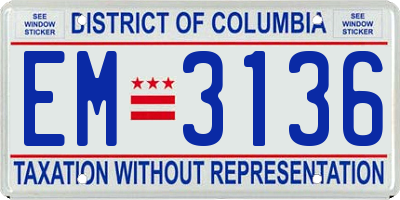 DC license plate EM3136