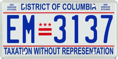 DC license plate EM3137