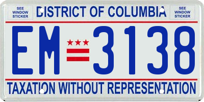 DC license plate EM3138