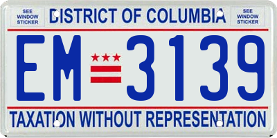 DC license plate EM3139