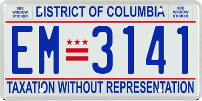 DC license plate EM3141