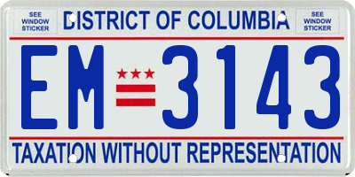 DC license plate EM3143