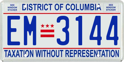 DC license plate EM3144