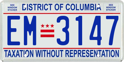 DC license plate EM3147