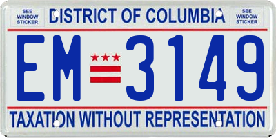 DC license plate EM3149