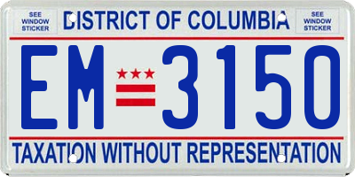 DC license plate EM3150