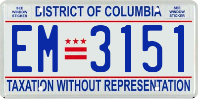 DC license plate EM3151