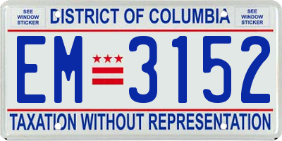 DC license plate EM3152